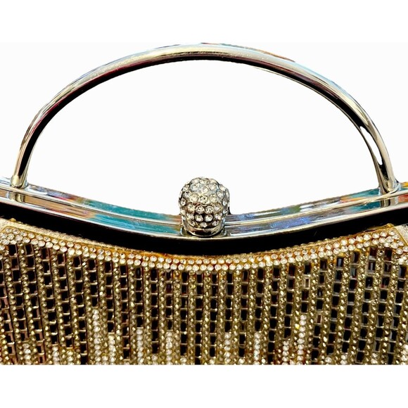 Silver Rhinestone Convertible Crossbody Clutch Purse Evening Bag D'Margeaux NWT - Picture 5 of 15